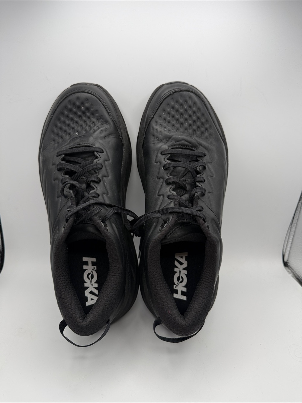 HOKA BONDI 9 SR work shoe men’s 12 All-Black Athletic Sneakers S14 - Picture 4 of 6